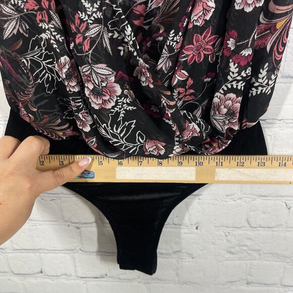 Misa Bodysuit Women XS Sleeveless Sheer Floral Cottage Whimsical Prairie Top - Picture 15 of 16